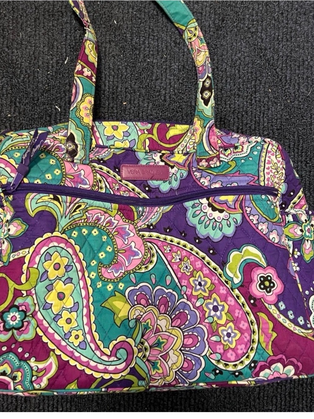 Vera Bradley Purple Teal Paisley Quilted Tote